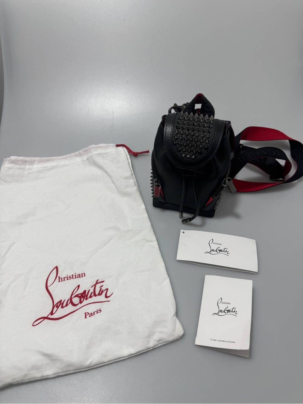 Christian Louboutin Explorafunk Backpack Mini Studded Black Red - Picture 2 of 10